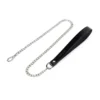 Black Leather with Silver Chain Collar Leash