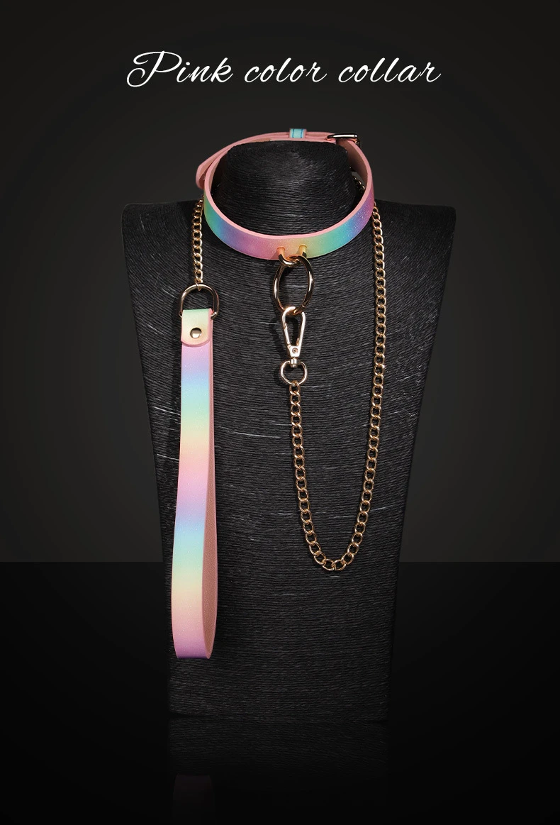 Rainbow Pastel Collar with Leash