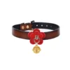 Red Flower Collar with Gold Bell