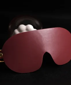 Red Leather Blindfold Classic Cut