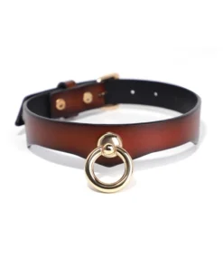 O-ring Leather Collar (Orange)