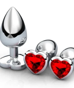 3-Piece Heart Jewel Metal Anal Plug Set