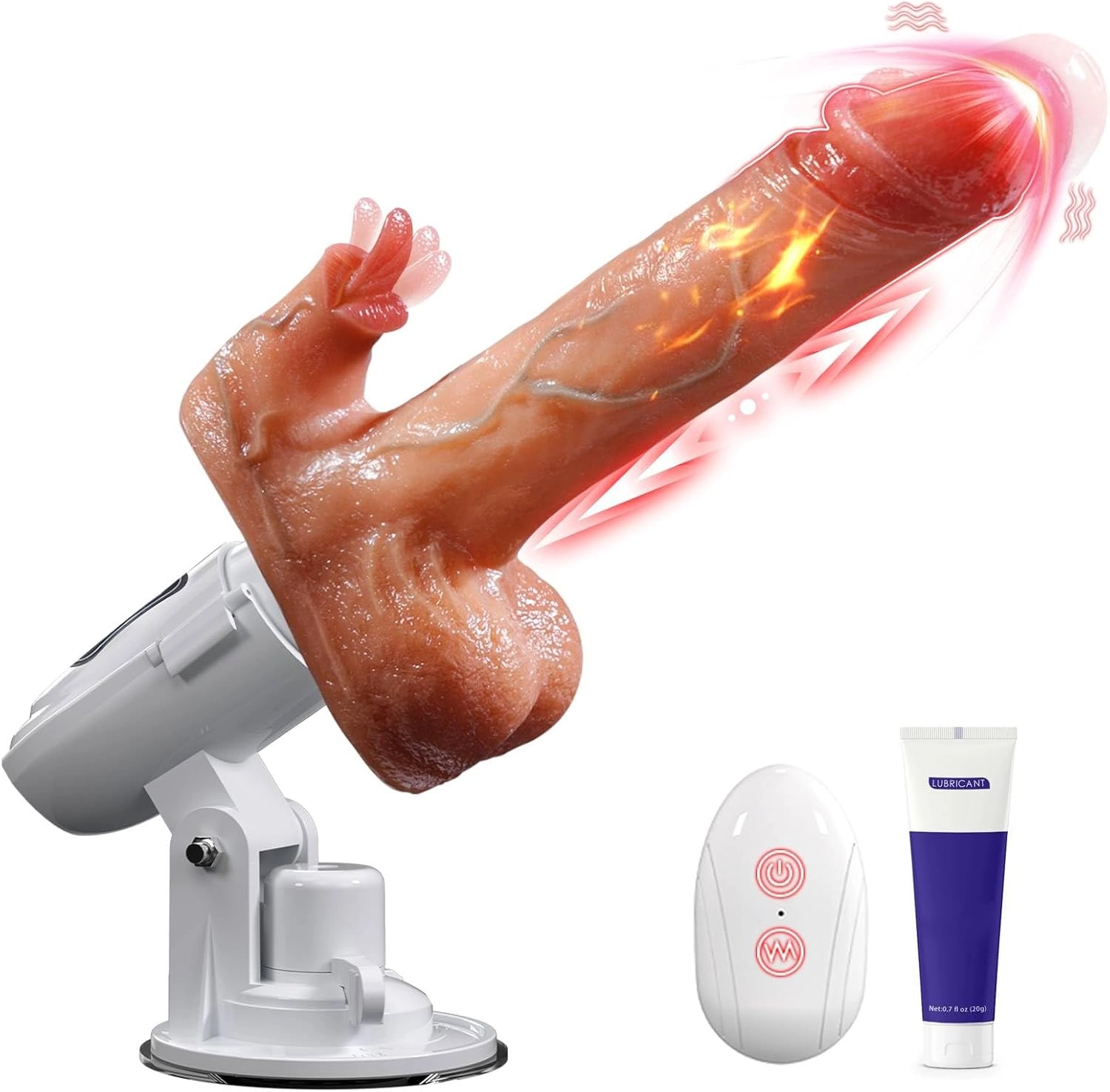 8" Realistic Thrusting Dildo Vibrator with Suction Base