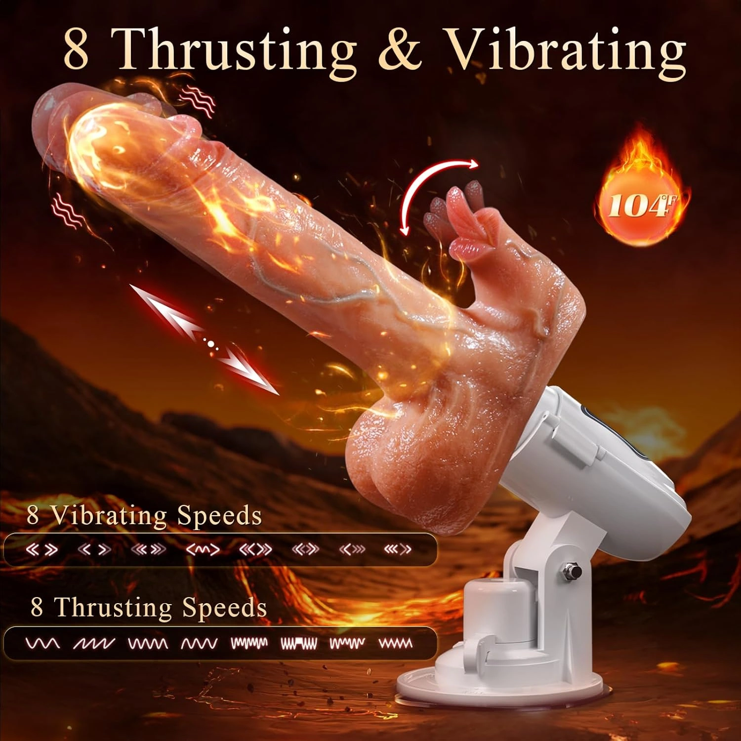 8" Realistic Thrusting Dildo Vibrator with Suction Base - Image 2