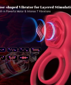 Alternative view of Vibrating Cock Ring with Rose Clitoral Stimulator