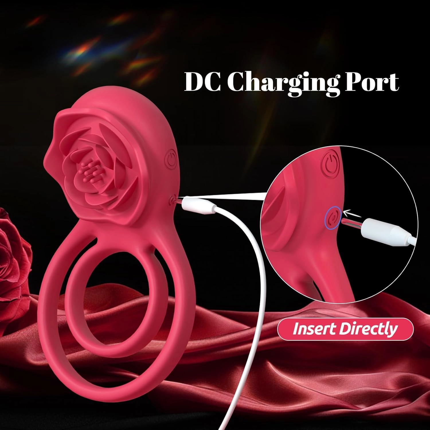 Vibrating Cock Ring with Rose Clitoral Stimulator - Image 3