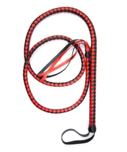 Red &Black Braided Leather Single Tail Whip