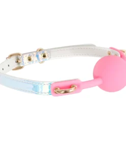 Silver Gloss Ball Gag – Pink Silicone