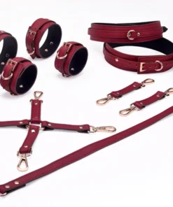 Red Leather Cuff Set