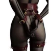 Burgundy Leather Thigh Straps
