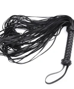 Classic Black Leather Flogger with Braided Handle