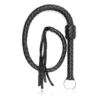 Premium Black Braided Leather Flogger with Metal Ring Handle