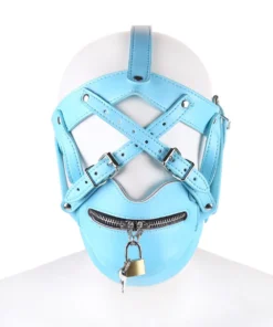 Lockable Blue Leather Muzzle Hood