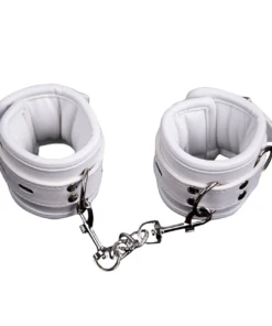 DELUXE PADDED LEATHER WRIST RESTRAINTS,WHITE