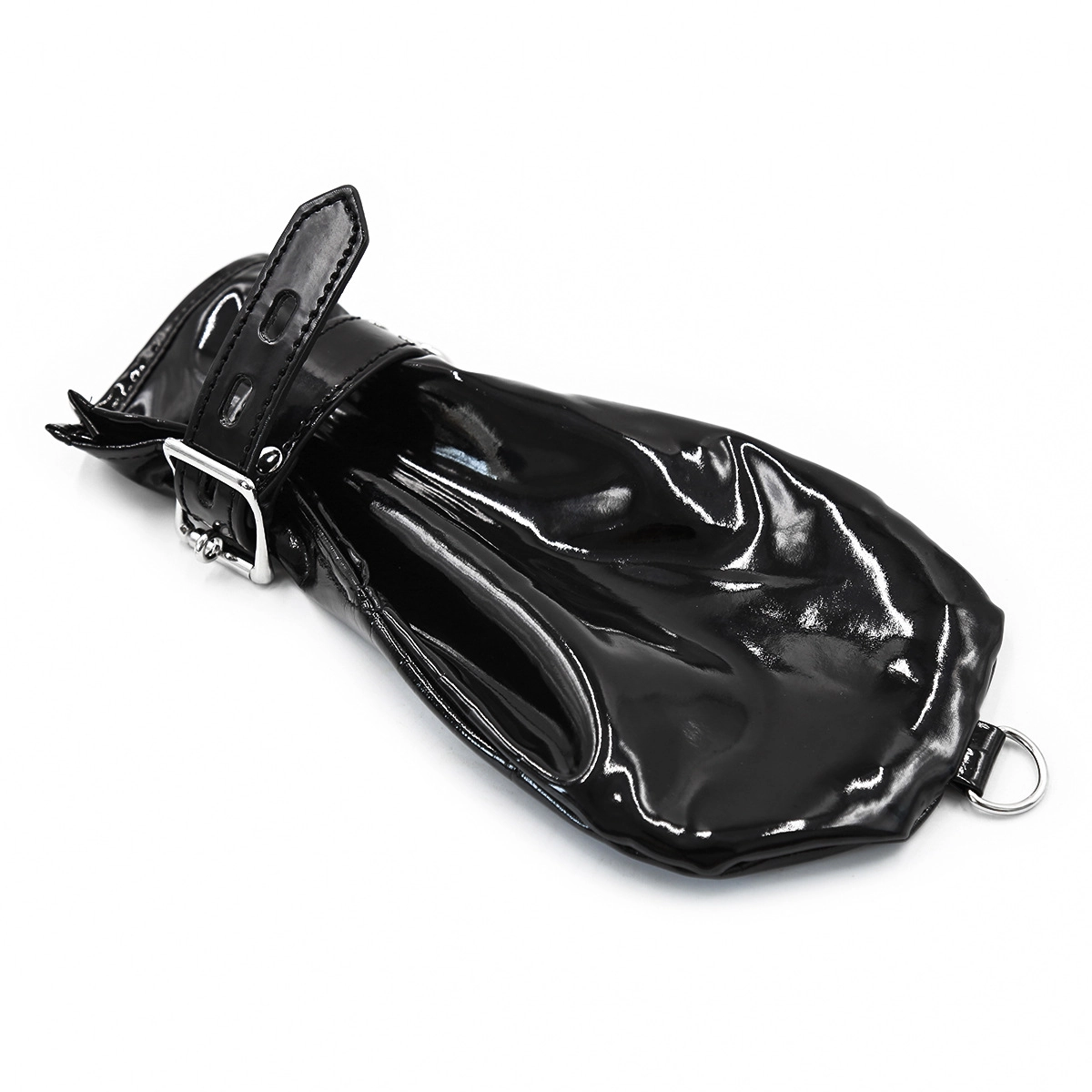 Glossy Black Bondage Mittens - Image 7