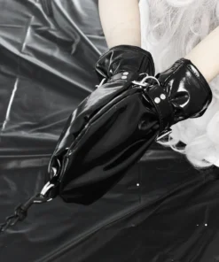 Glossy Black Bondage Mittens