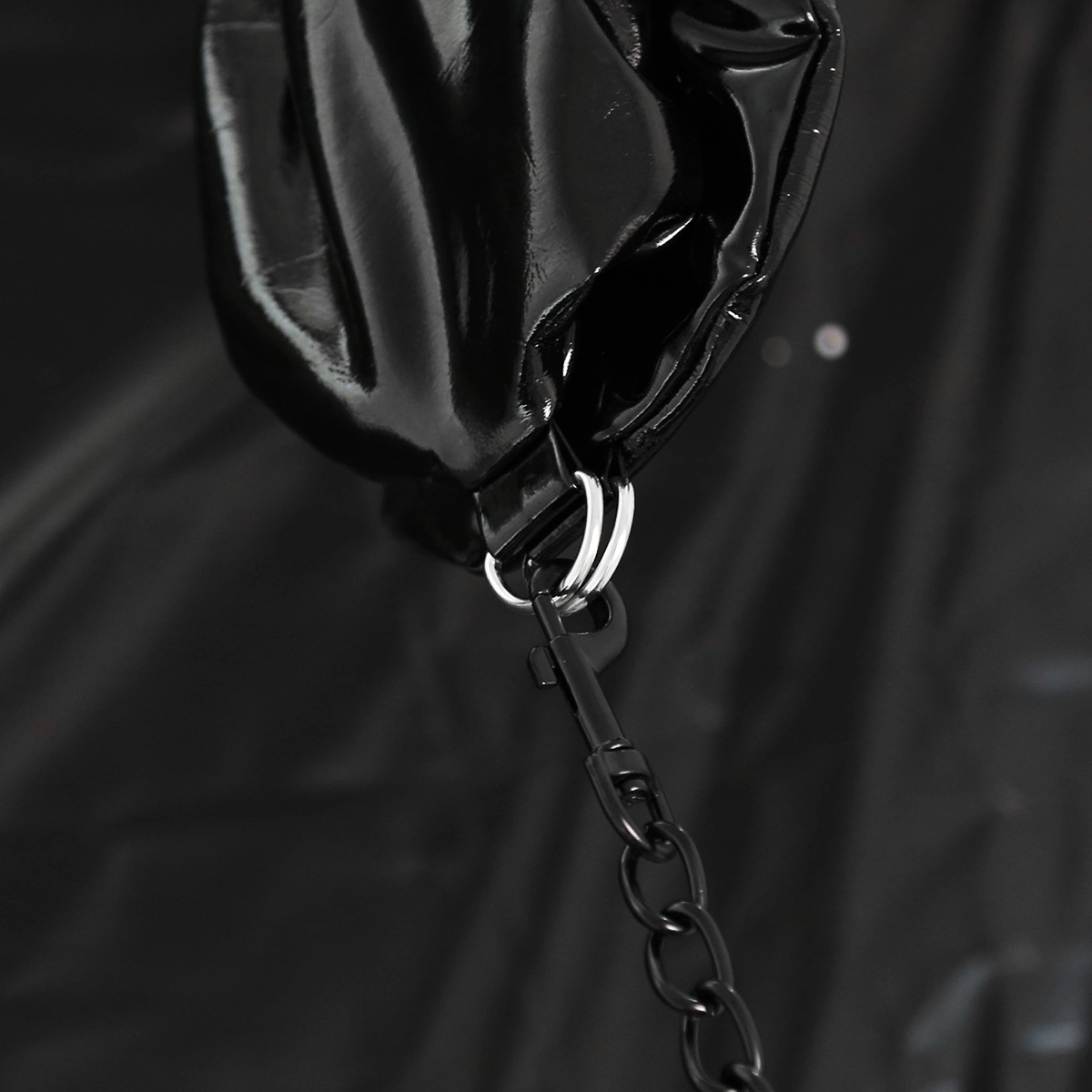 Glossy Black Bondage Mittens - Image 8
